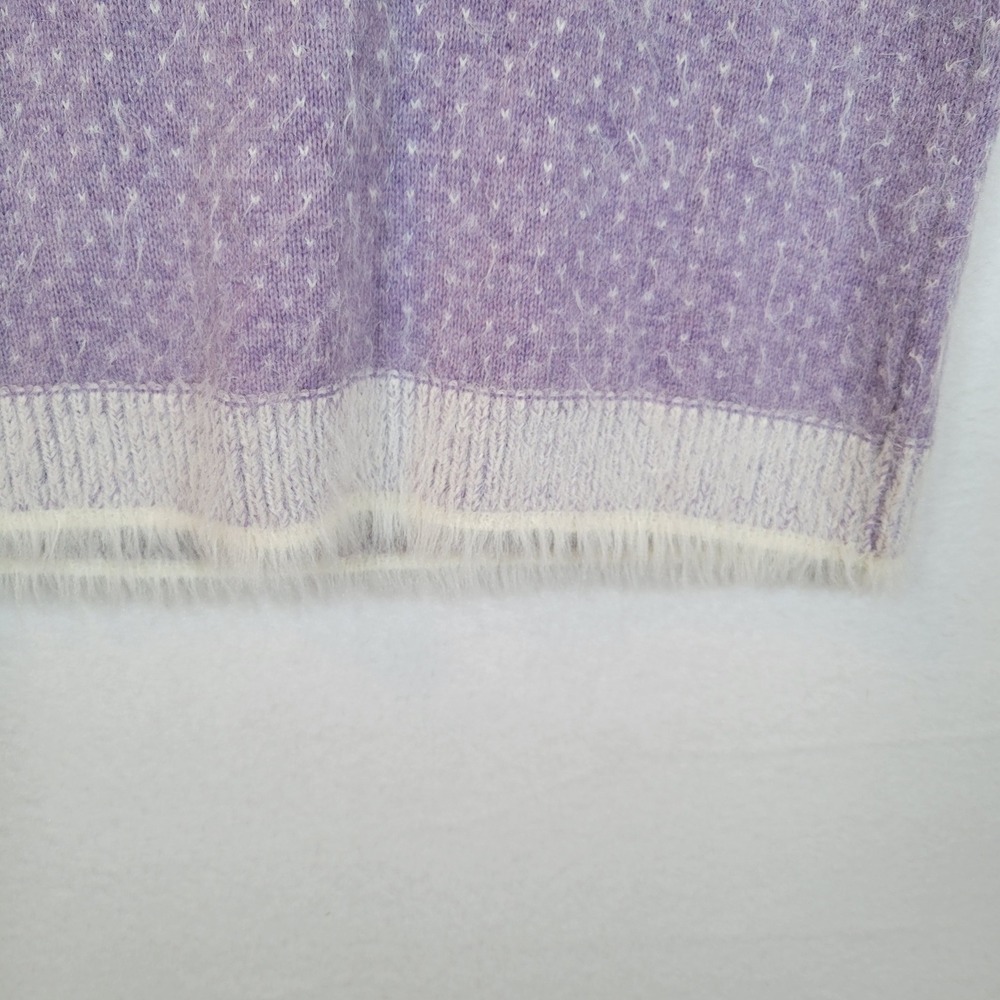 Sleeping on Snow Womens Fair Isle Knit Wool Eyelash Sweater Size Small Purple - Picture 8 of 11